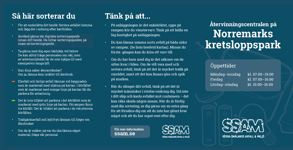 Information om hur man sorterar på Norremarks kretsloppspark.
