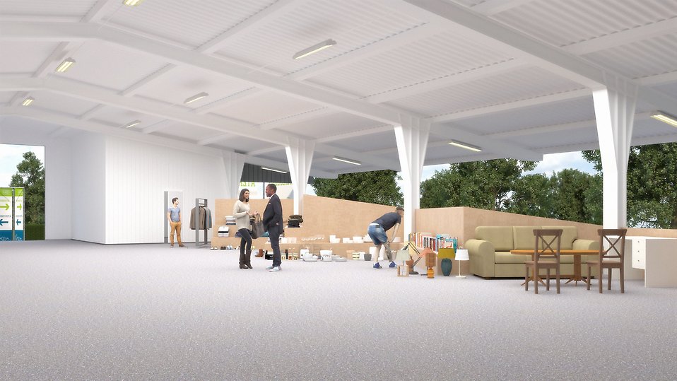 Bild: Illustration av återbruket skapad av Arkitektbolaget
